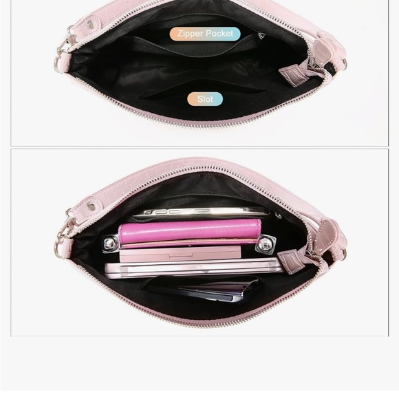 Elegant Lavender Croc-Embossed Shoulder Bag - Picture 5 of 5